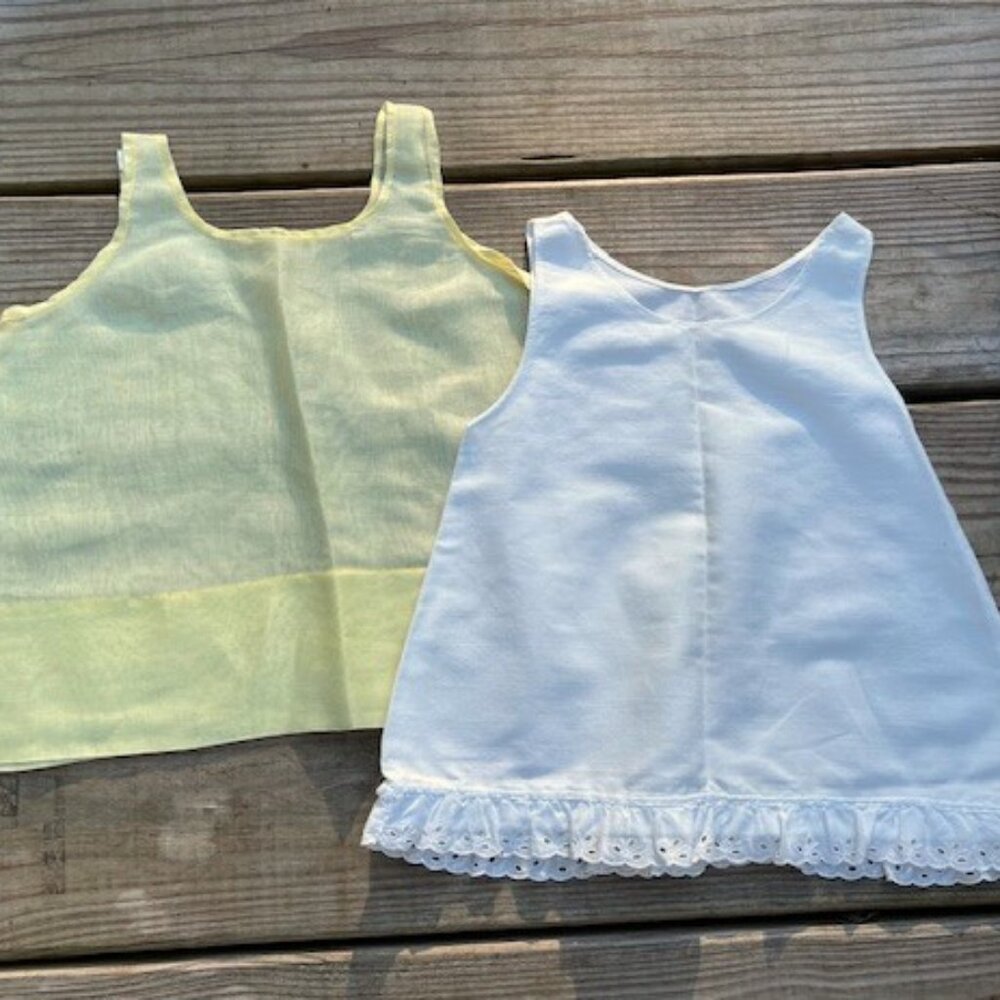 Baby Girl/Doll Under-Dress Pair White & Yellow